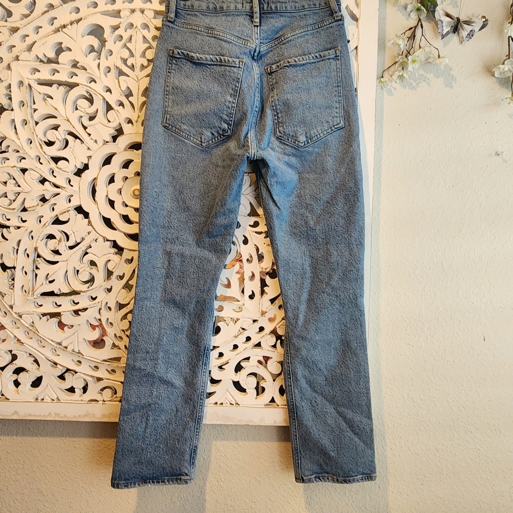 AGOLDE RILEY HIGH RISE CROPPED DISTRESSED LIGHT WASH JEANS WOMENS SZ 25 - Picture 16 of 16